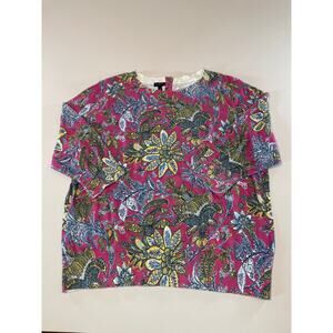 Talbots 2X Pink Lightweight Floral Sweater